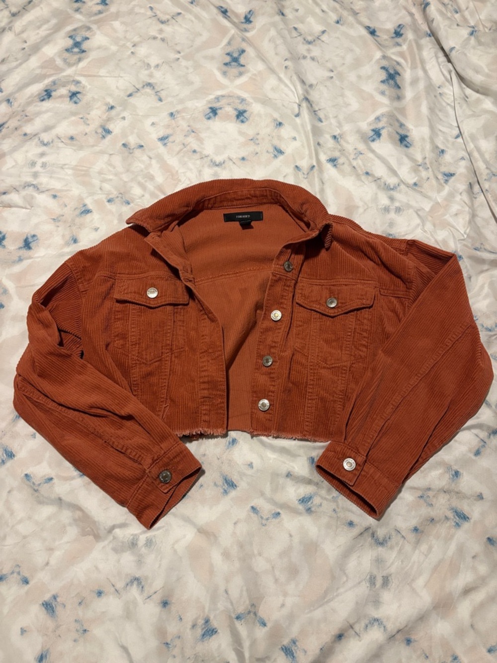 Forever 21 Cropped Corduroy Jacket in Rust Orange